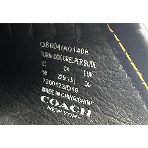 COACH Turnlock Creeper Slides Mules Mule Lug sole Chunky Shoes Black Turn Lock 5