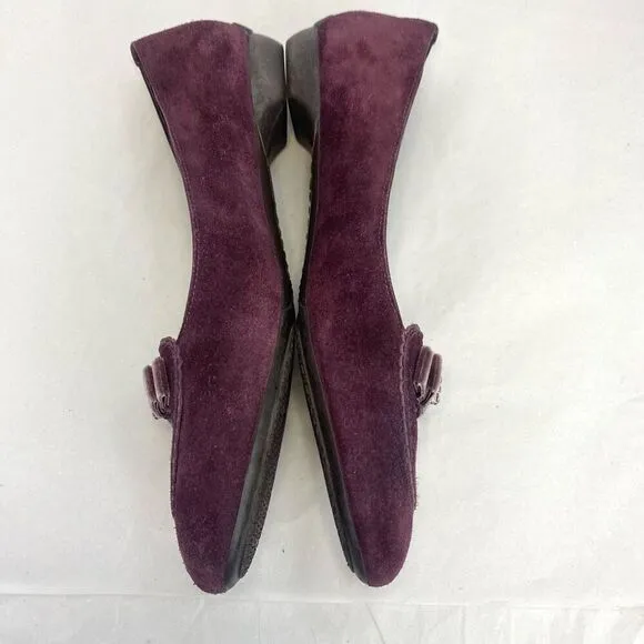 Coach Wine Suede Lidia Loafer Shoes Women’s Size 7.5 Flats Designer Velvet Bow