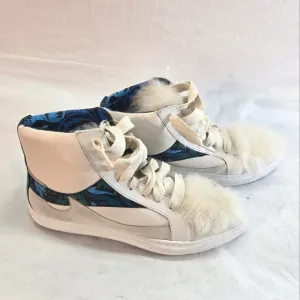 Coach Women's 8.5 C203 Soft Smooth/Calf Suede Pointy Toe High Top Sneaker New