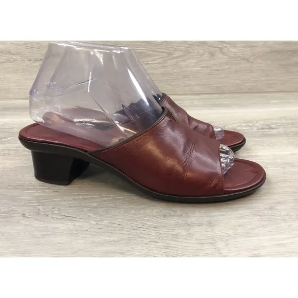 Cole Haan D10919 Made in Red Women Shoes Country  8 Slide Slip On Heel Sandal