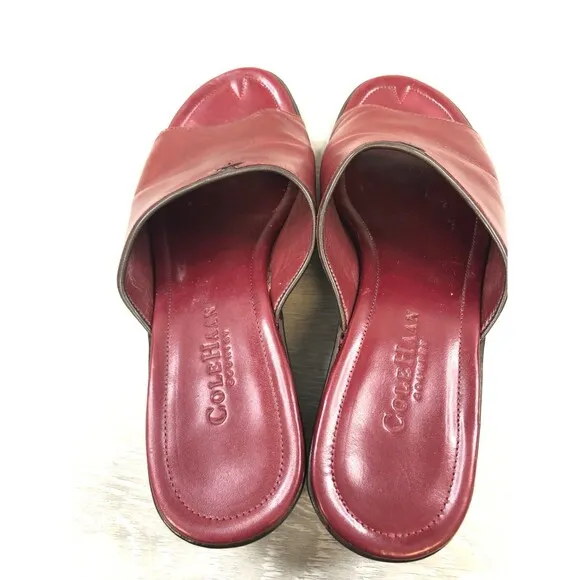 Cole Haan D10919 Made in Red Women Shoes Country  8 Slide Slip On Heel Sandal