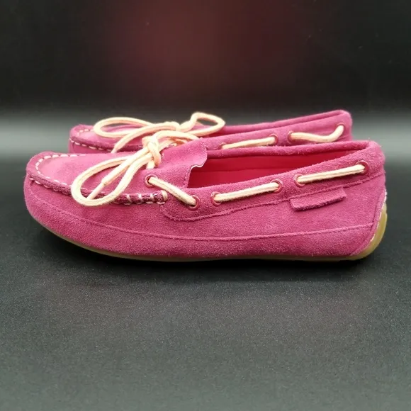 Cole Haan Grand OS Suede Moccasins Loafer Girls Shoes Size 2Y Hot Pink New
