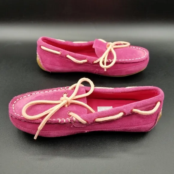 Cole Haan Grand OS Suede Moccasins Loafer Girls Shoes Size 2Y Hot Pink New