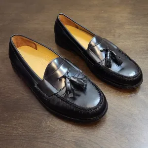 Cole Haan Men's Black Pinch Tassel Moc Toe Leather Slip On Loafer Shoes Size 10