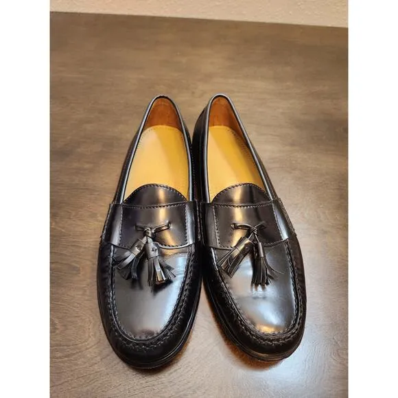 Cole Haan Men's Black Pinch Tassel Moc Toe Leather Slip On Loafer Shoes Size 10