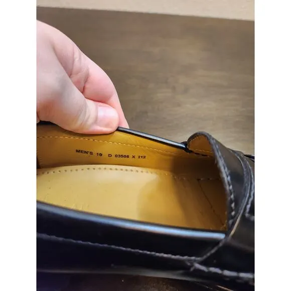 Cole Haan Men's Black Pinch Tassel Moc Toe Leather Slip On Loafer Shoes Size 10