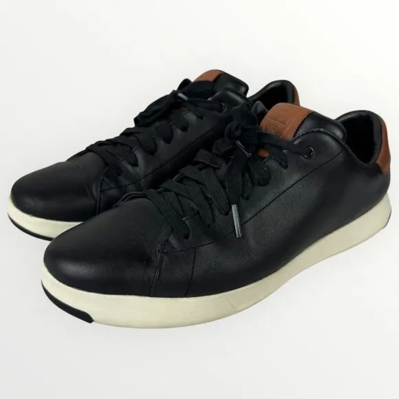 COLE HAAN Mens Grandpro Tennis Sneakers Black Lace Up Shoes C23877 Size 9.5
