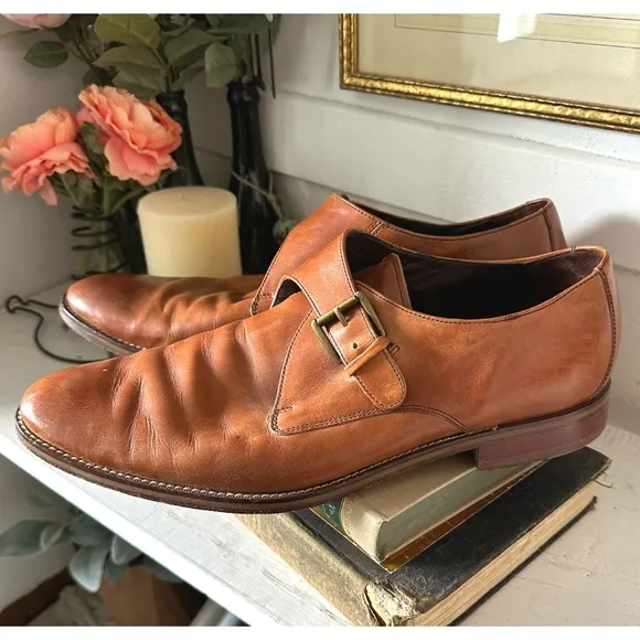 COLE HAAN Williams C10242 Tan Leather Single Monk Strap Mens Dress Shoes