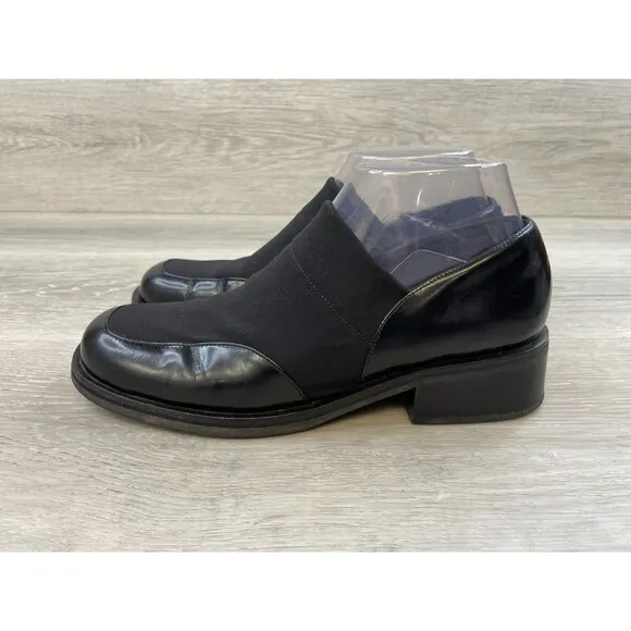 Cole Haan Women's US 7.5AA Black Leather Slip-On Round Toe Heeled Loafer Shoes