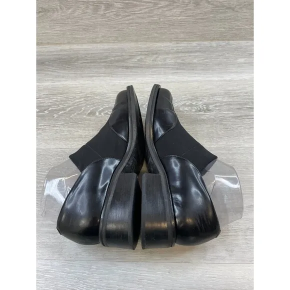 Cole Haan Women's US 7.5AA Black Leather Slip-On Round Toe Heeled Loafer Shoes