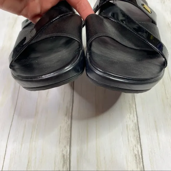 Cole Hann Black Margate Slide II Patent Leather Sandals