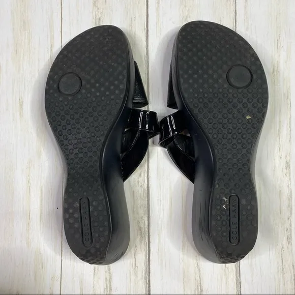 Cole Hann Black Margate Slide II Patent Leather Sandals