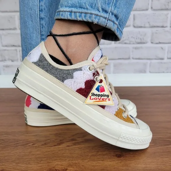 ⭐Converse Chuck 70 Ox Low Crochet Pack Sz 7 Women Shoes Patchwork Multi A09229C⭐