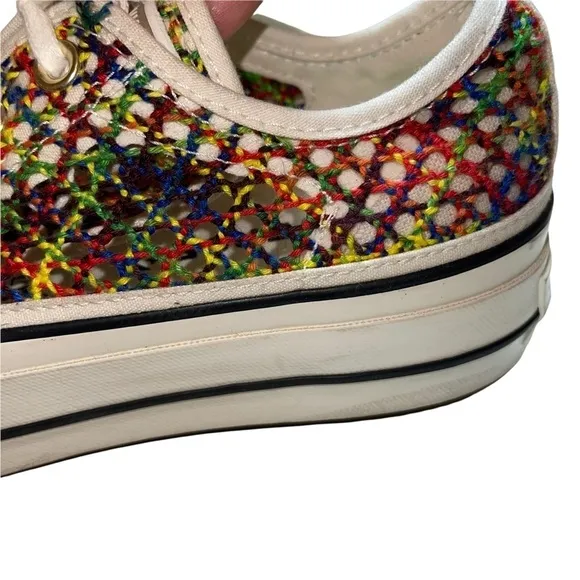 Converse Chuck Taylor All Star Handmade Crochet Platform Woman Shoes Size 9