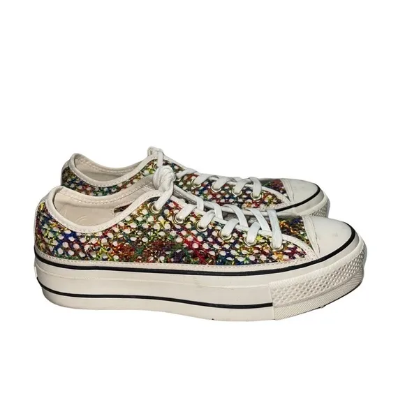 Converse Chuck Taylor All Star Handmade Crochet Platform Woman Shoes Size 9