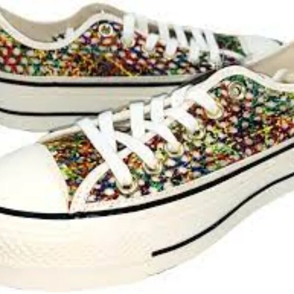 Converse Chuck Taylor All Star Handmade Crochet Platform Woman Shoes Size 9