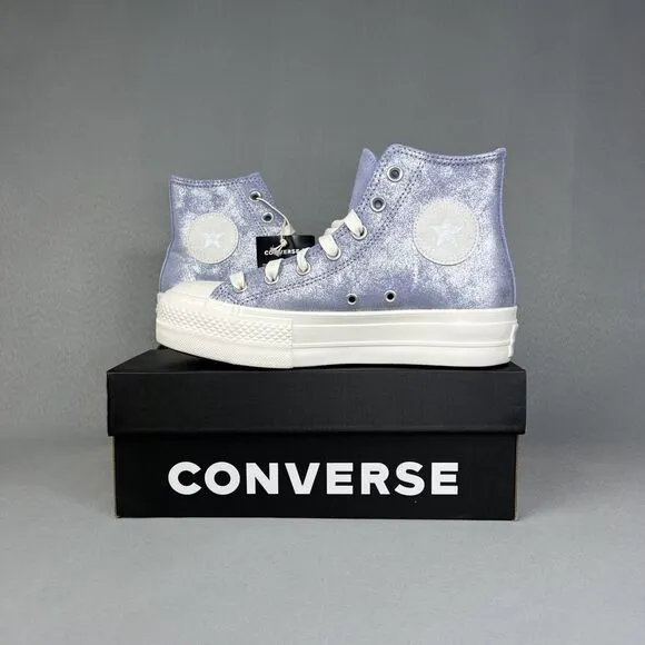 Converse Chuck Taylor All Star Lift Platform Suede Shimmer Lilac 7.5 High Top