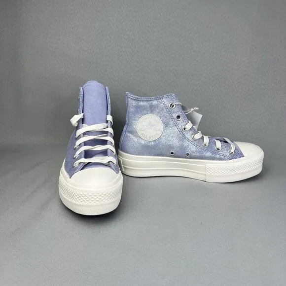 Converse Chuck Taylor All Star Lift Platform Suede Shimmer Lilac 7.5 High Top