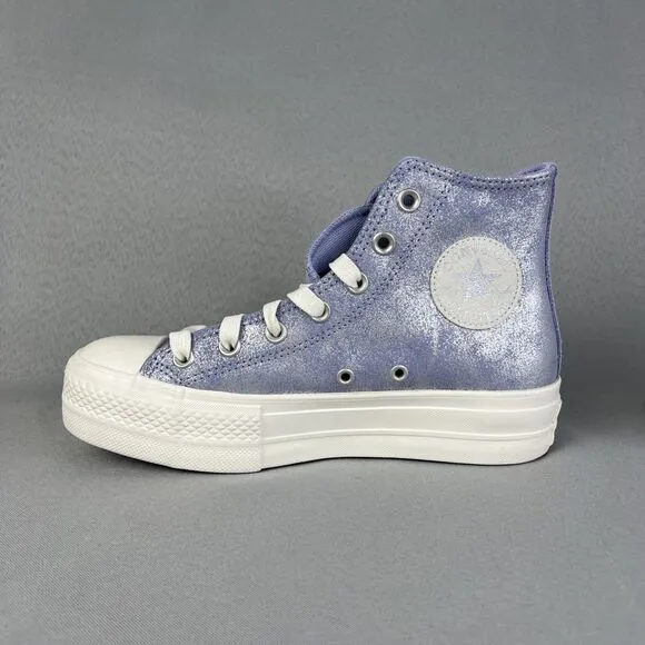 Converse Chuck Taylor All Star Lift Platform Suede Shimmer Lilac 7.5 High Top