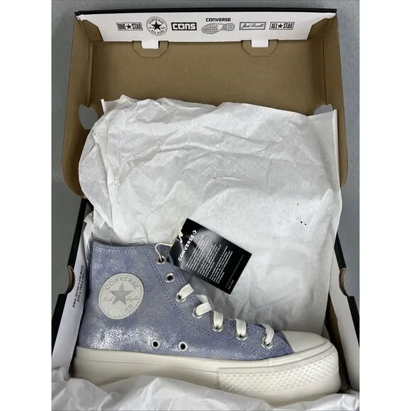 Converse Chuck Taylor All Star Lift Platform Suede Shimmer Lilac 7.5 High Top