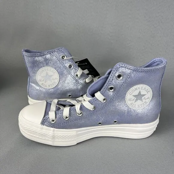 Converse Chuck Taylor All Star Lift Platform Suede Shimmer Lilac 7.5 High Top