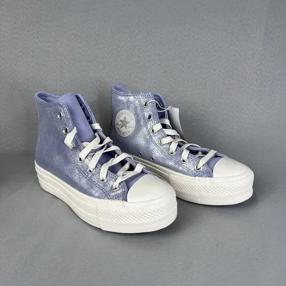 Converse Chuck Taylor All Star Lift Platform Suede Shimmer Lilac 7.5 High Top