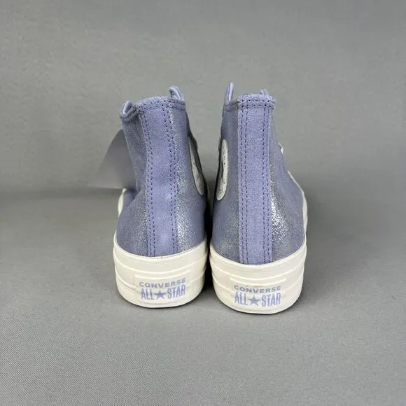 Converse Chuck Taylor All Star Lift Platform Suede Shimmer Lilac 7.5 High Top