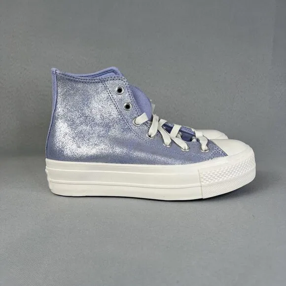 Converse Chuck Taylor All Star Lift Platform Suede Shimmer Lilac 7.5 High Top