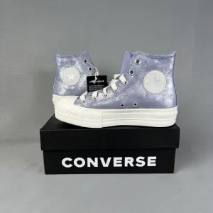 Converse Chuck Taylor All Star Lift Platform Suede Shimmer Lilac 7.5 High Top