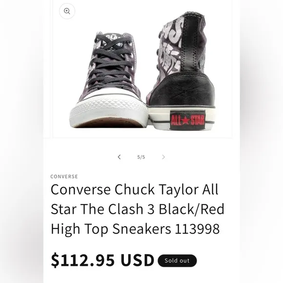 Converse Chuck Taylor All Star The Clash 3 Black/Red High Top Sneakers | NEW/NWT