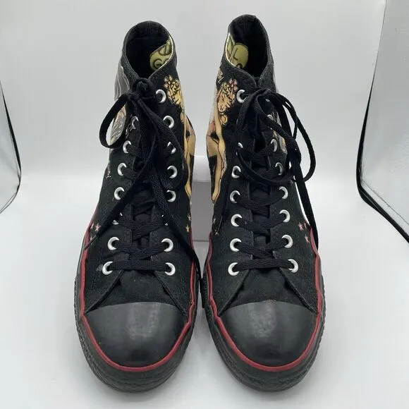 Converse Chuck Taylor Pin Up Girl Panther Hi Top Sneakers Mens 12 All Black