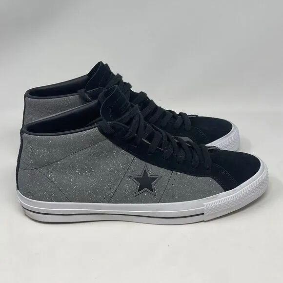 Converse Cons One Star Pro Mid Sneakers Mens 11 Black Gray Flecked Mid Top Shoes
