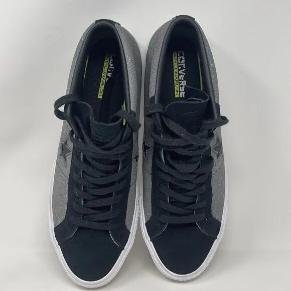 Converse Cons One Star Pro Mid Sneakers Mens 11 Black Gray Flecked Mid Top Shoes