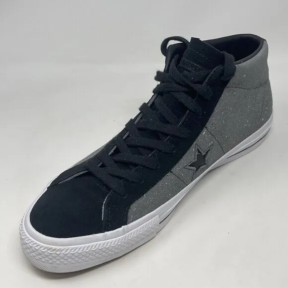 Converse Cons One Star Pro Mid Sneakers Mens 11 Black Gray Flecked Mid Top Shoes