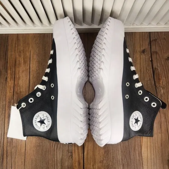 Converse CTAS Lugged 2.0 Hi Mens Sz 9 Black White Leather Chunky Sneakers Shoes