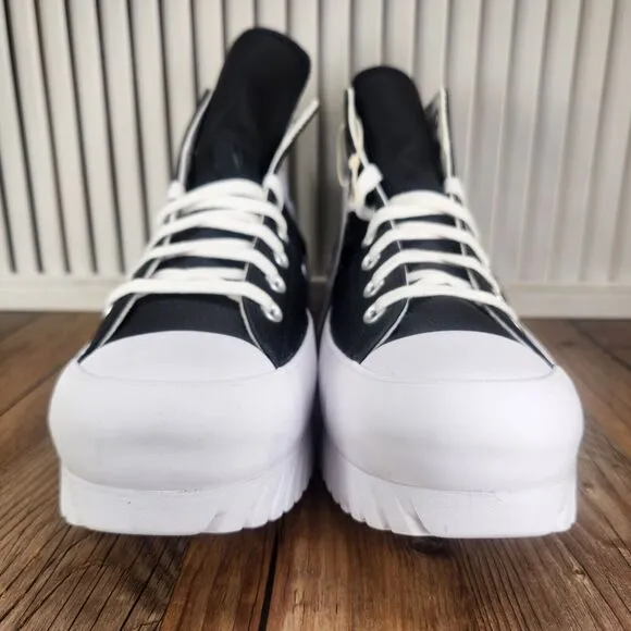 Converse CTAS Lugged 2.0 Hi Mens Sz 9 Black White Leather Chunky Sneakers Shoes