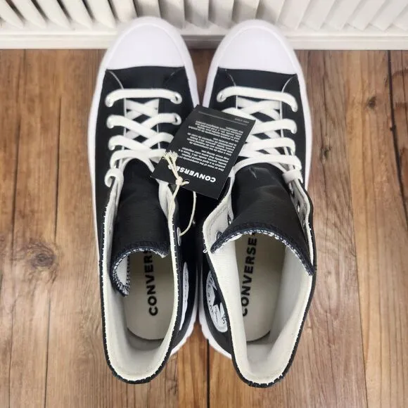 Converse CTAS Lugged 2.0 Hi Mens Sz 9 Black White Leather Chunky Sneakers Shoes