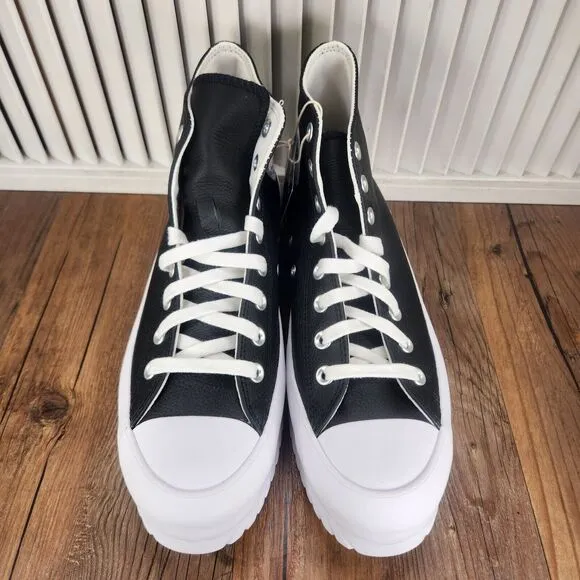 Converse CTAS Lugged 2.0 Hi Mens Sz 9 Black White Leather Chunky Sneakers Shoes