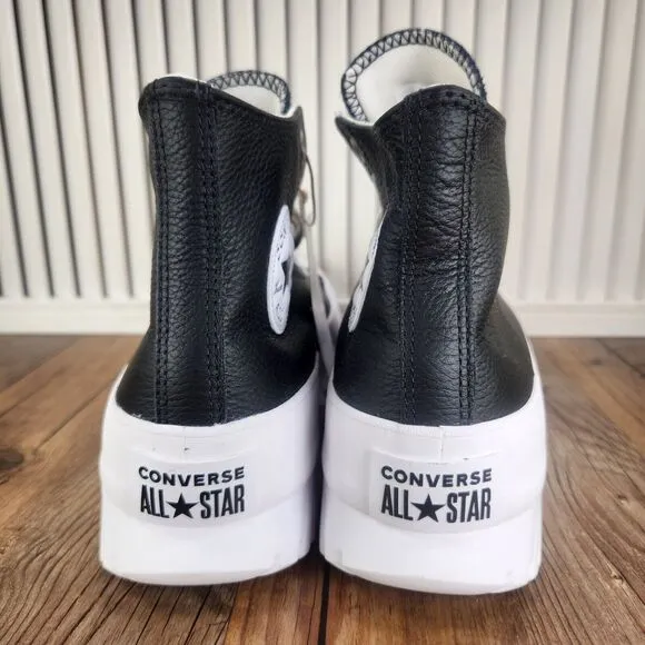 Converse CTAS Lugged 2.0 Hi Mens Sz 9 Black White Leather Chunky Sneakers Shoes