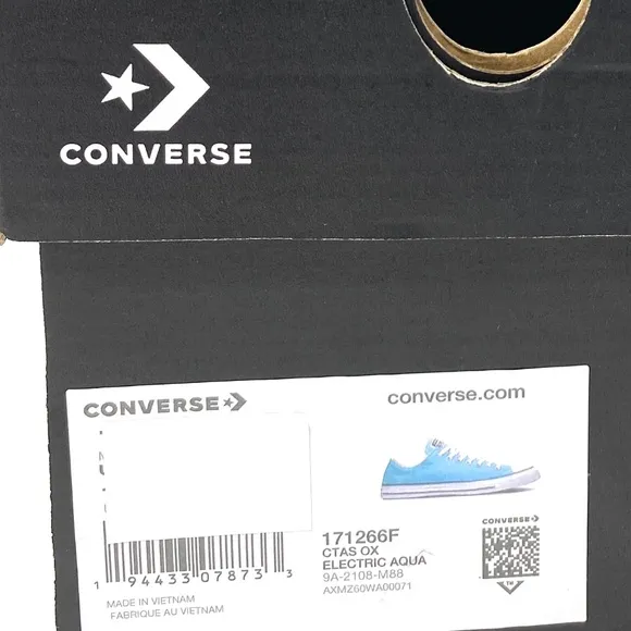 Converse CTAS OX Shoes Low Top Canvas Electric Aqua Men’s Size Sneakers 171266F