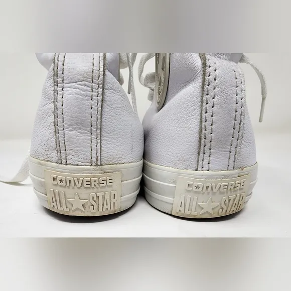 Converse Leather All Star White HiTops Chuck Taylor Mens 11 Womens 13 Brown Sole