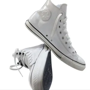 Converse Mens Chuck Taylor Wht Patent Leather Streetwear Sneakers size 12 Grunge
