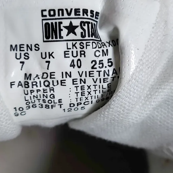 CONVERSE ONE STAR Chuck Taylor High Top Black White Sneaker Men's Shoe Size 7