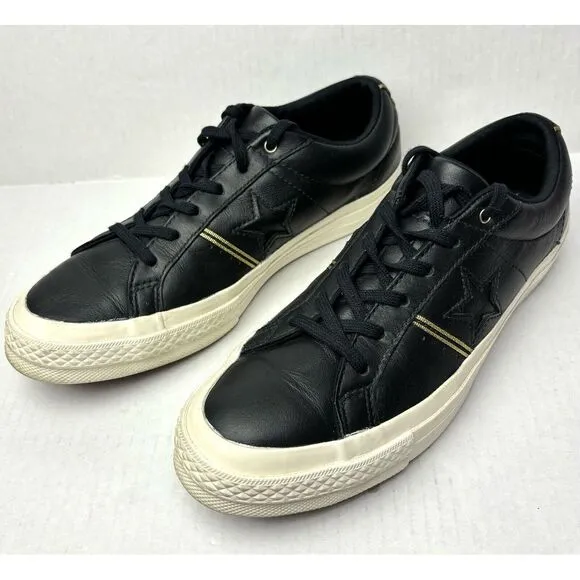 Converse One Star Ox Low Shoes Sneakers Mens 6.5 Womens 8.5 Leather Gold NWOT‎