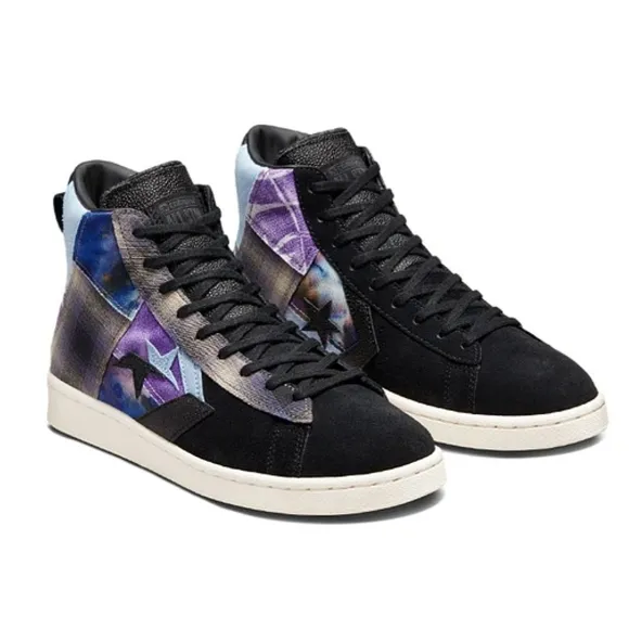 Converse Pro Leather Hi Oubre JR Mens Size 10 Patchwork Suede Black Purple Shoes