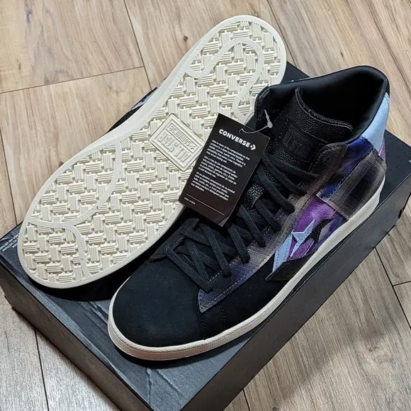 Converse Pro Leather Hi Oubre JR Mens Size 10 Patchwork Suede Black Purple Shoes