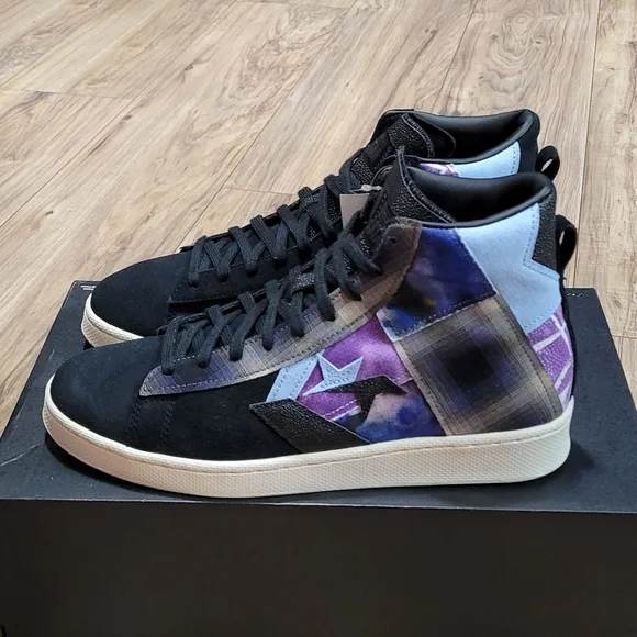 Converse Pro Leather Hi Oubre JR Mens Size 10 Patchwork Suede Black Purple Shoes