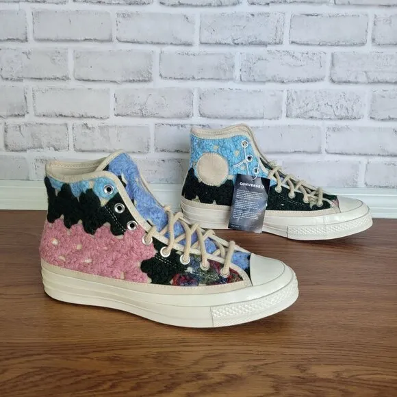 ❤️Converse Upcycle Chuck 70 Hi Crochet Blankets 10.5 Women Premium Shoes A09228C