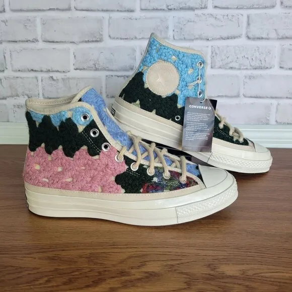 ❤️Converse Upcycle Chuck 70 Hi Crochet Blankets 10.5 Women Premium Shoes A09228C