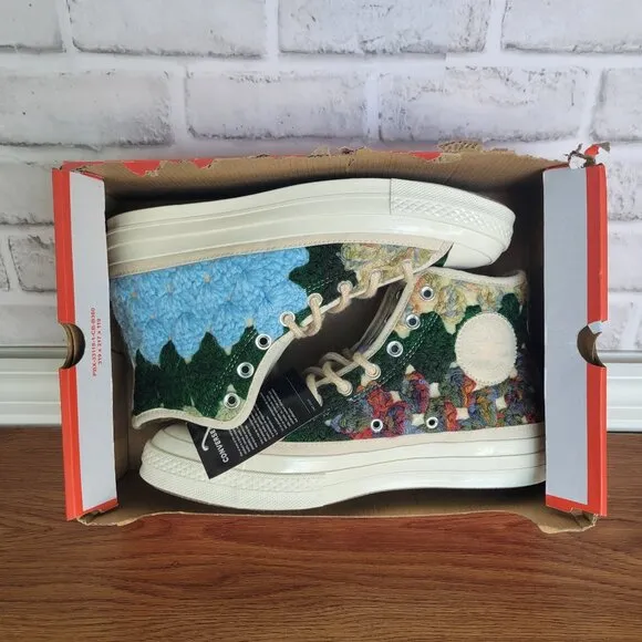❤️Converse Upcycle Chuck 70 Hi Crochet Blankets Sz 8.5 Men Premium Shoes A09228C